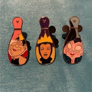 DLR 2008 Hidden Mickey Series Bowling Pin Villains Set Disney Pin Lot of 3 WDW